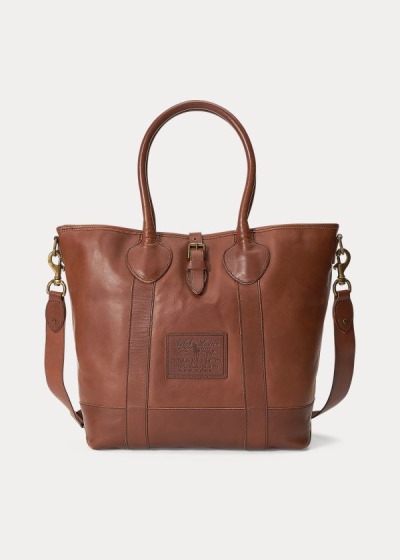 Bolsos De Mano Polo Ralph Lauren Hombre Marrom - Heritage Tumbled Leather - YIXFQ7456